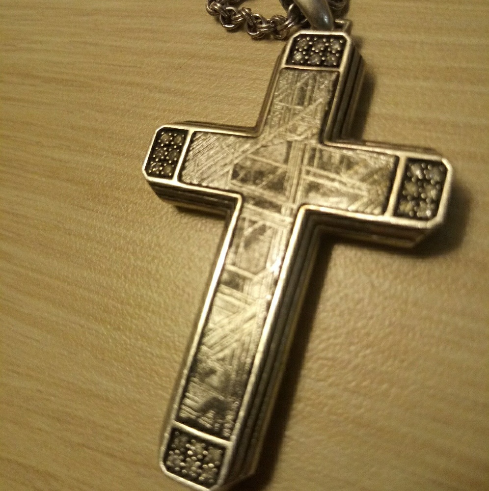 SALE white diamond gibeon meteorite cross Limited